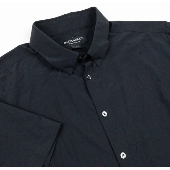 Mizzen+Main Leeward Shirt Men Large Classic Solid Black Short Sleeve Button-Down - Picture 1 of 14